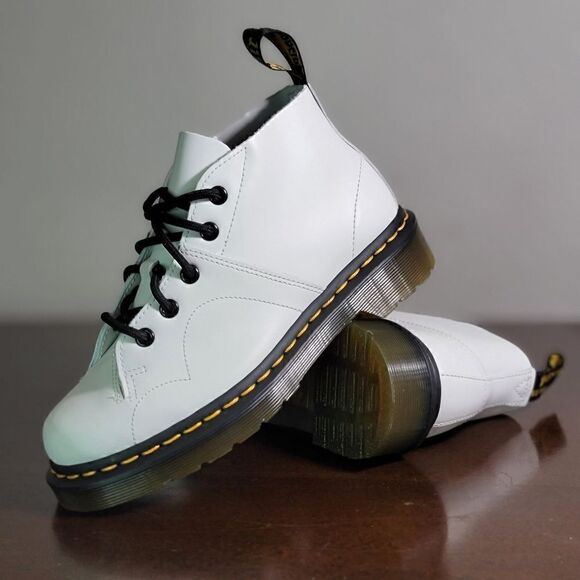 Dr. Martens Church Smooth Leather Monkey Boots White Brown Size 5 Combat Air New - Picture 14 of 16